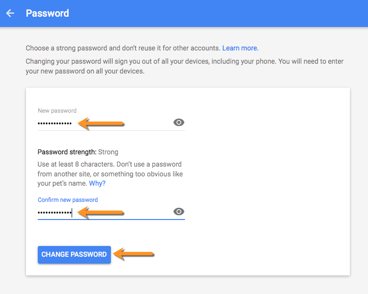 google account password